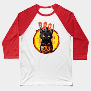 Spooky Black Kitty  BOO! Baseball T-Shirt